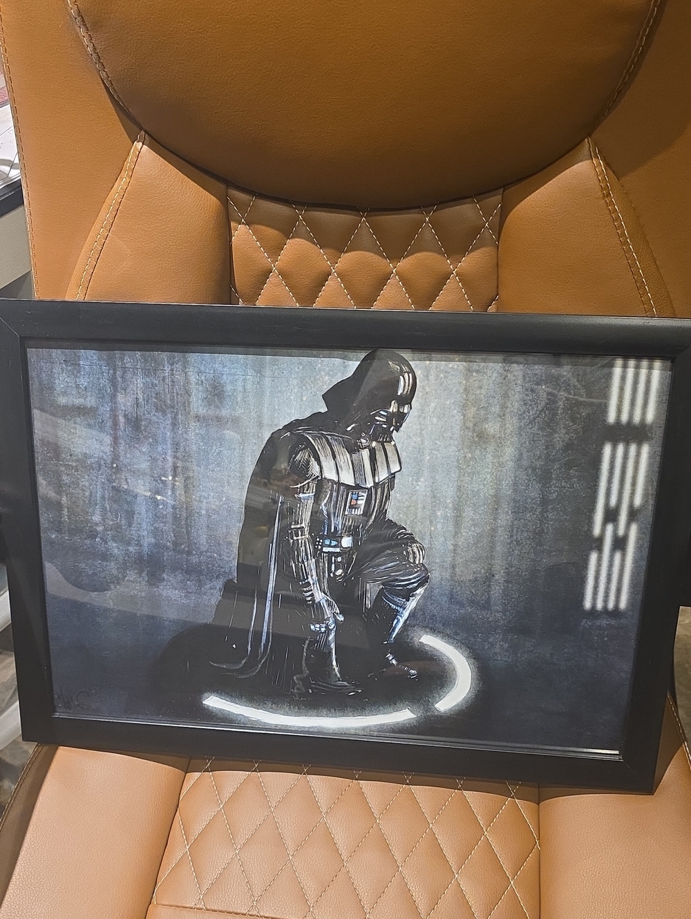 Source Unknown Black & Gray Darth Vader Kneeling Art Print